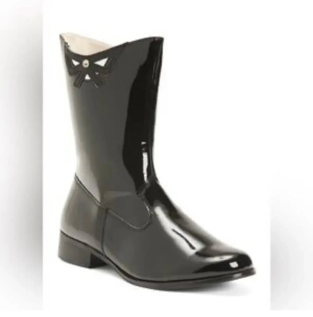 L’amour Size 8 Toddler black patent leather mid-calf boot